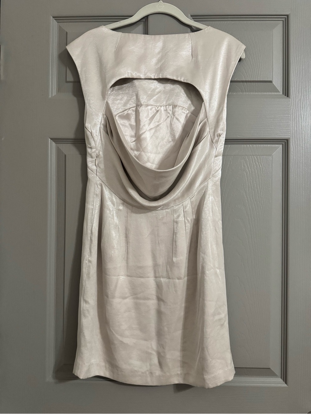 French Connection Champagne-White Backless Cowl Dress